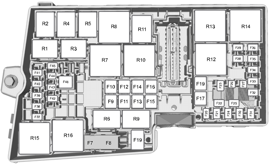 Ford Focus (EU) (C346; 2011): Engine compartment fuse box diagram