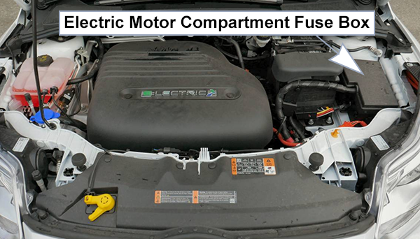 Ford Focus Electric (US) (2015-2018): Under-hood compartment fuse box location