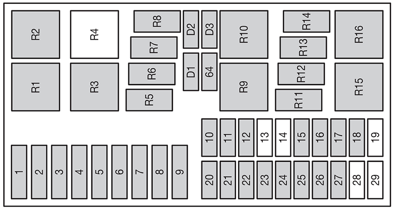 Ford Focus (US) (2002): Engine compartment fuse box diagram