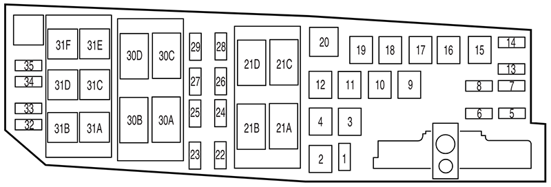 Ford Focus (US) (2010): Engine compartment fuse box diagram