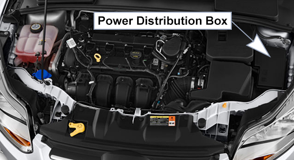 Ford Focus (US) (2012-2014): Engine compartment fuse box location