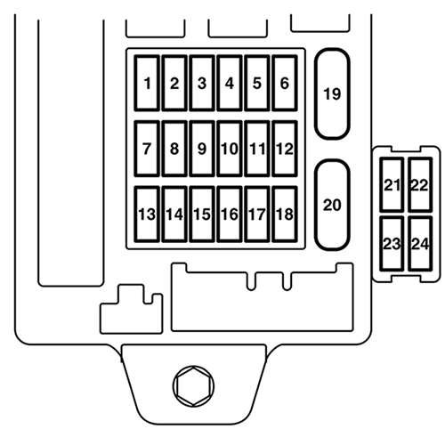 Mitsubishi Eclipse (DK2A / DK4A; 2009-2012): Instrument panel fuse box diagram