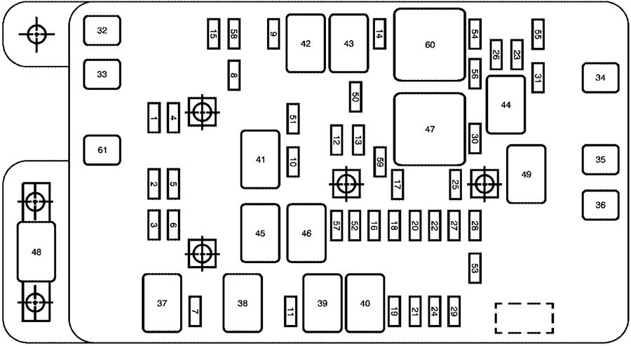 Buick Rainier (2004): Engine compartment fuse box diagram (V8)