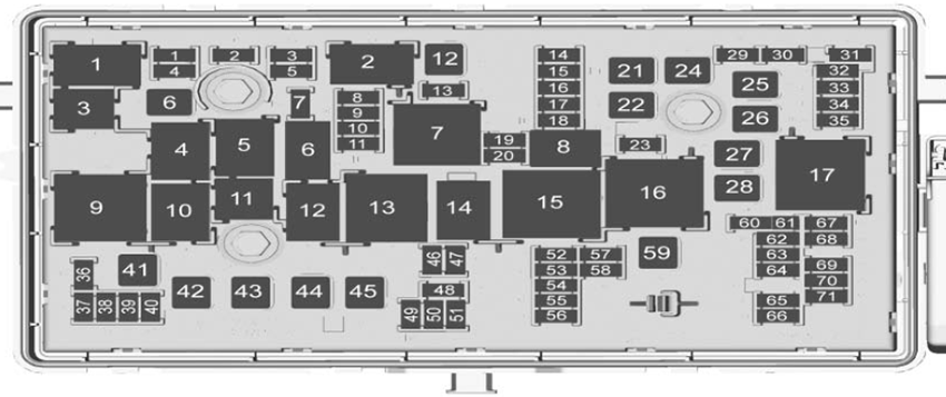 Buick Regal (2014-2015): Engine compartment fuse box diagram