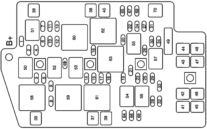 Buick Rendezvous (2003): Engine compartment fuse box diagram