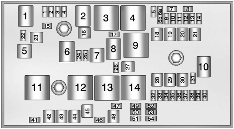 Buick Verano (2012): Engine compartment fuse box diagram