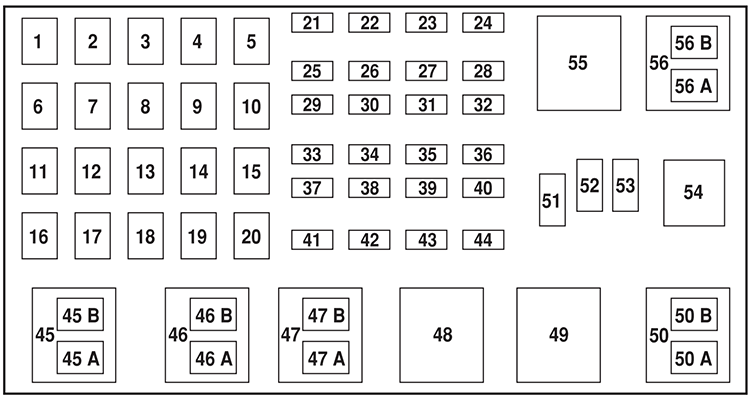 Ford Explorer Sport (2001): Engine compartment fuse box diagram