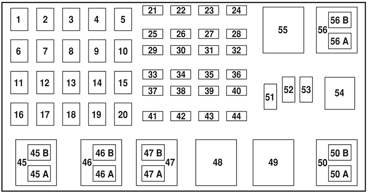 Ford Explorer Sport Trac (2001): Engine compartment fuse box diagram