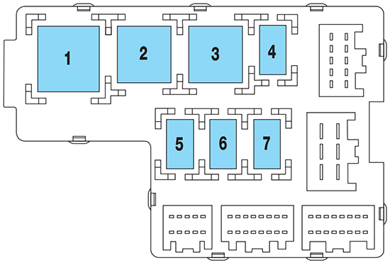 Ford Explorer (U152; 2002): Passenger compartment fuse panel (Top Side) diagram