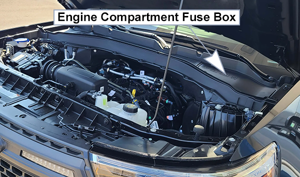 Ford Explorer (U625; 2020-2024): Engine compartment fuse box location