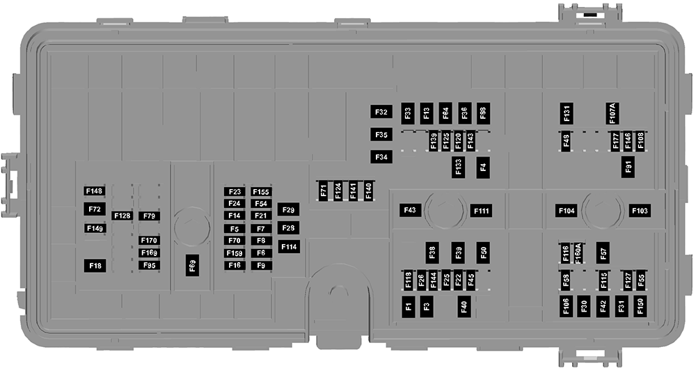 Ford Explorer (U625; 2025): Engine compartment fuse box diagram