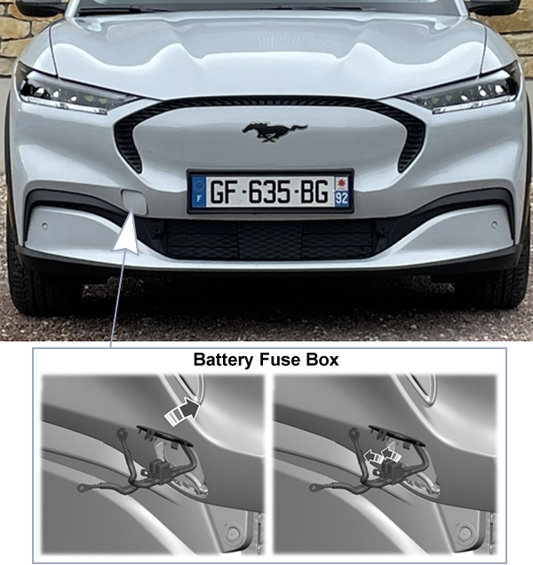 Ford Mustang Mach-E (2021-2024): Battery Fuse Box location