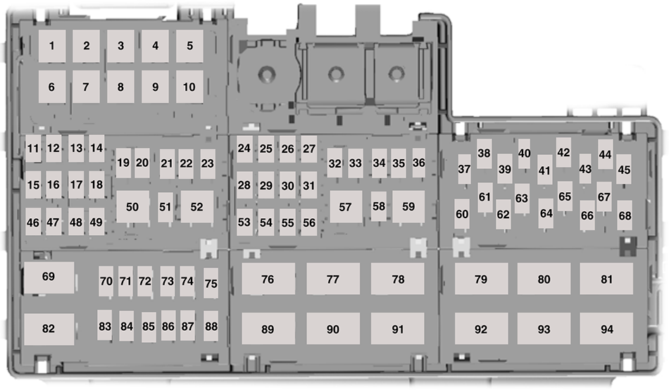 Ford Mustang (S550; 2015): Engine compartment fuse box diagram