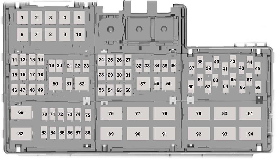 Ford Mustang (S550; 2018): Engine compartment fuse box diagram