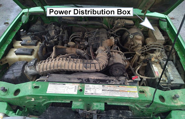 Ford Ranger (1998-2000): Engine compartment fuse box location