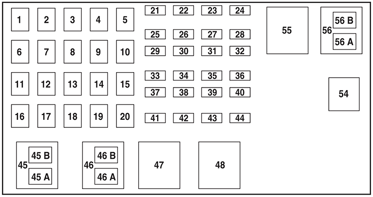 Ford Ranger (2004): Engine compartment fuse box diagram (2.3L)