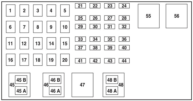 Ford Ranger (2004): Engine compartment fuse box diagram (3.0L and 4.0L)