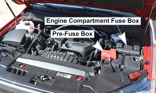 Ford Ranger (2019-2023): Engine compartment fuse box location