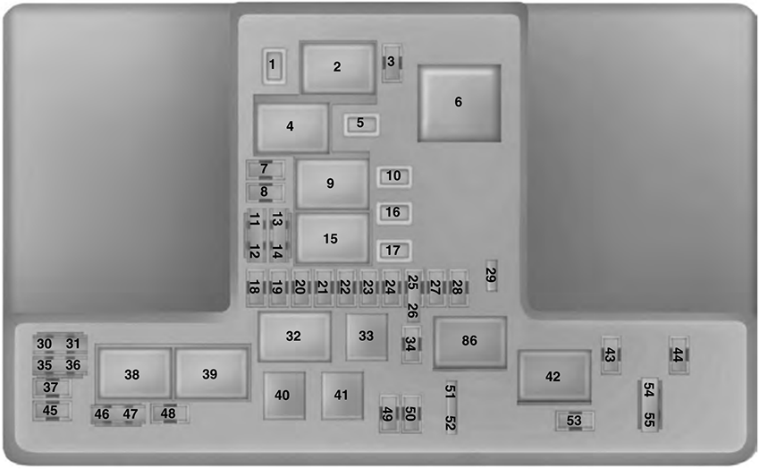 Ford Edge (CD539; 2015): Engine compartment fuse box diagram