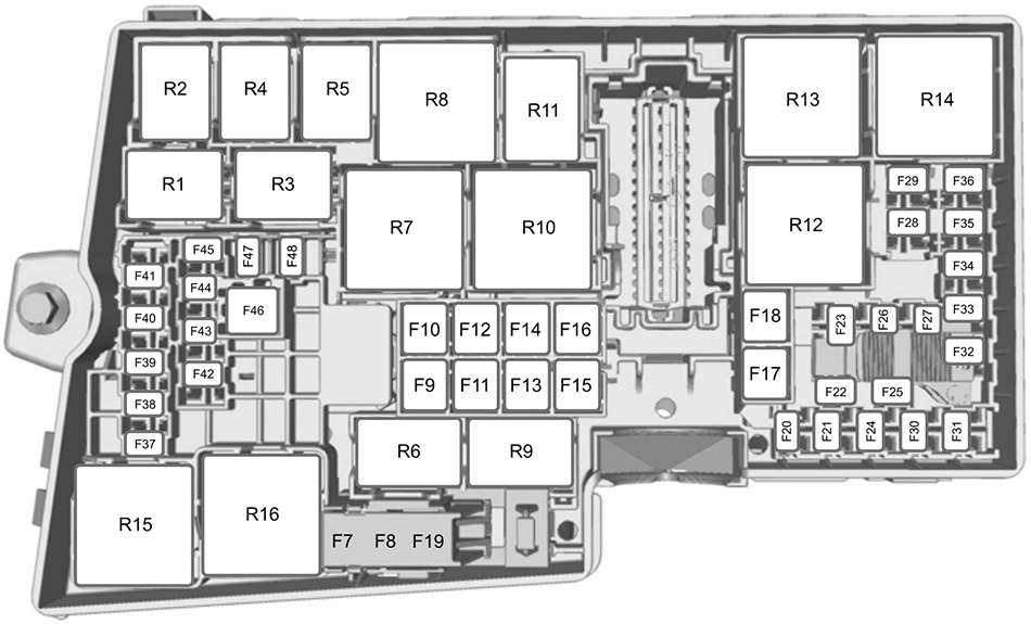 Ford Escape (2017): Engine compartment fuse box diagram