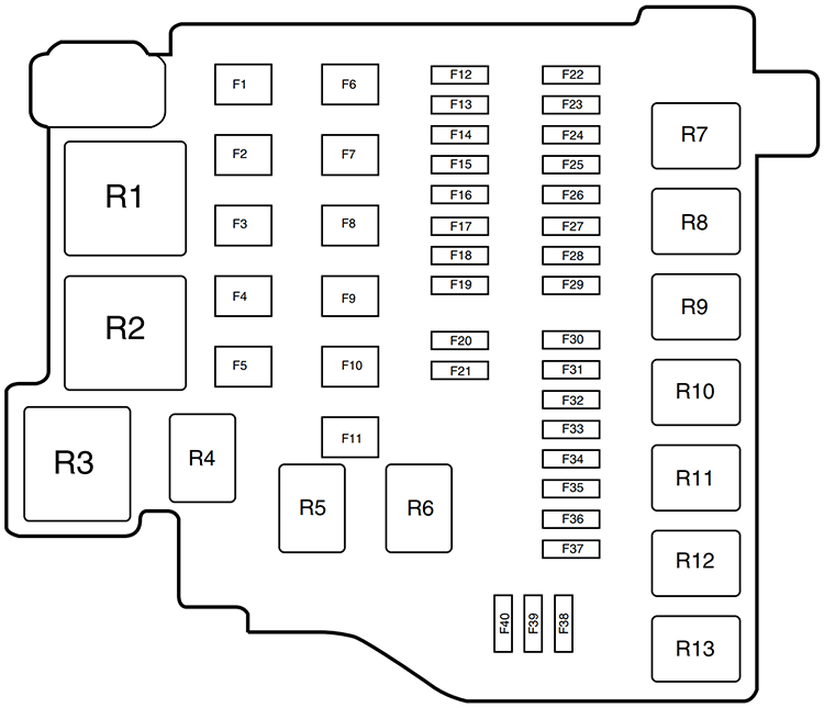 Ford Fiesta (2011): Engine compartment fuse box diagram