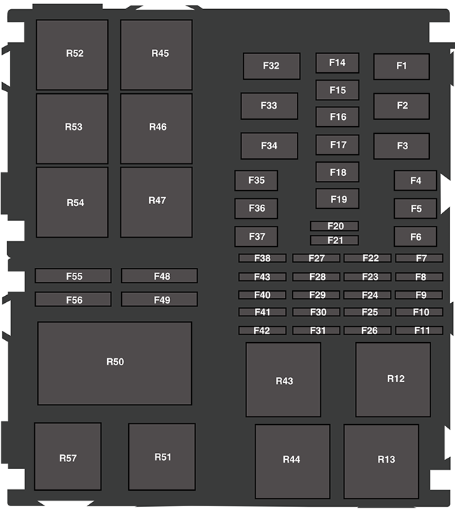 Ford Fiesta (2016): Engine compartment fuse box diagram