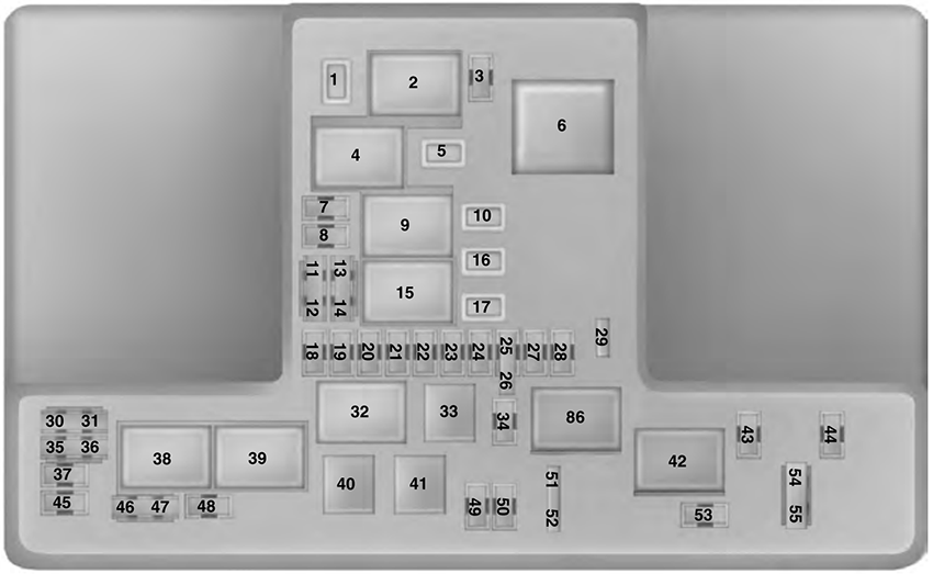 Ford Fusion (2017): Engine compartment fuse box diagram