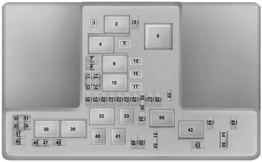 Ford Fusion (2019): Engine compartment fuse box diagram