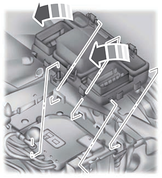 Ford Fusion Hybrid/Energi (2013-2018): Under-hood compartment fuse box location