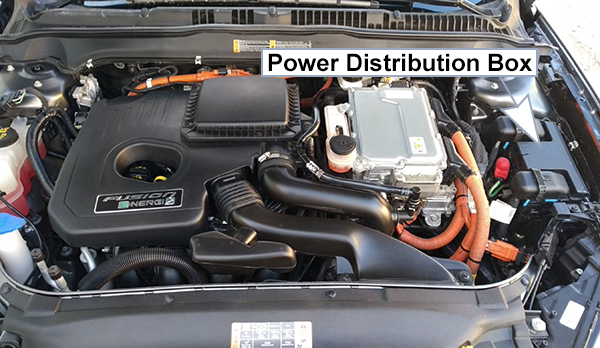 Ford Fusion Hybrid/Energi (2019-2020): Under-hood compartment fuse box location