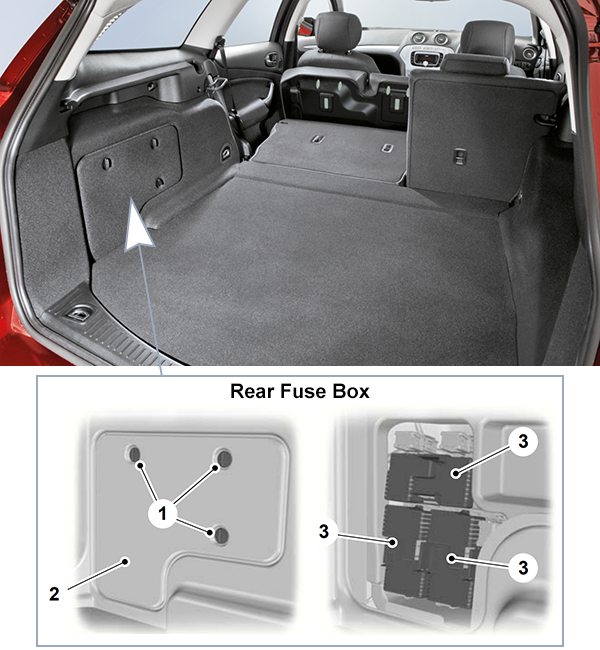 Ford Mondeo (2007-2011): Rear compartment fuse box location