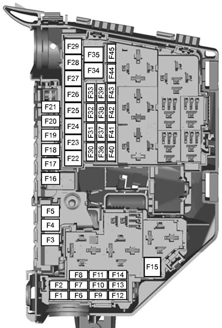 Ford Mondeo (2012): Engine compartment fuse box diagram