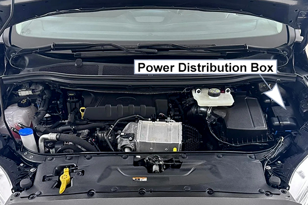 Ford Galaxy / S-Max (2021-2023): Under-hood compartment fuse box location